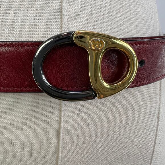 Vintage Gucci Leather Belt Burgundy Red - Picture 3 of 9